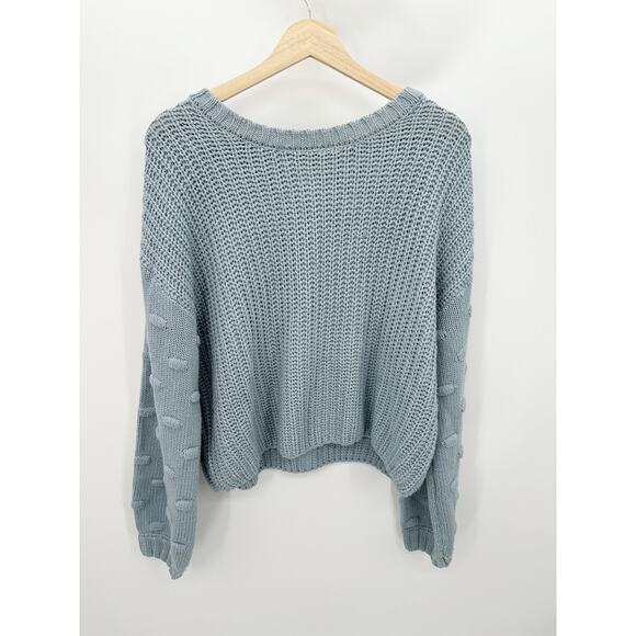 Jessica Simpson Sweater Women L Blue Long Sleeve Round Neck Knit Pullover - Picture 1 of 9